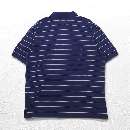 Polo by Ralph Lauren 90年代 ピマコットン ポロシャツ XL ネイビー ボーダー スモールポニー刺繍 ペルー製