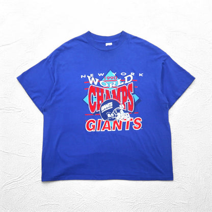 TRENCH 90年代 USA製 NEW YORK GIANTS プリント Tシャツ 2XL ブルー コットン WORLD CHAMPS