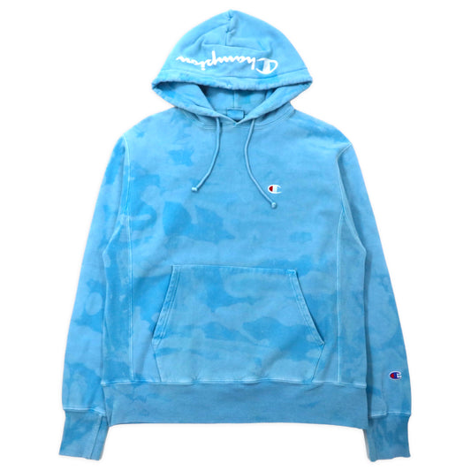 Champion リバースウィーブ パーカー XL ブルー タイダイ コットン 裏起毛 単色タグ US規格 復刻 REVERSE WEAVE