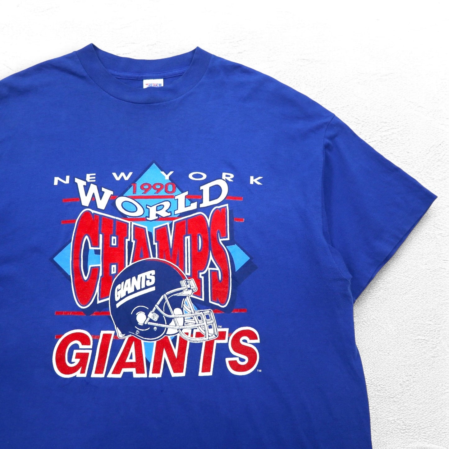 TRENCH 90年代 USA製 NEW YORK GIANTS プリント Tシャツ 2XL ブルー コットン WORLD CHAMPS