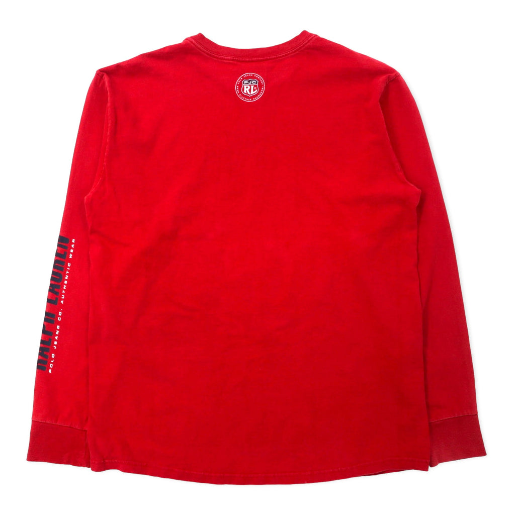 POLO JEANS CO. RALPH LAUREN ロゴプリント ロングスリーブ Tシャツ ロンT M レッド コットン 袖ロゴ