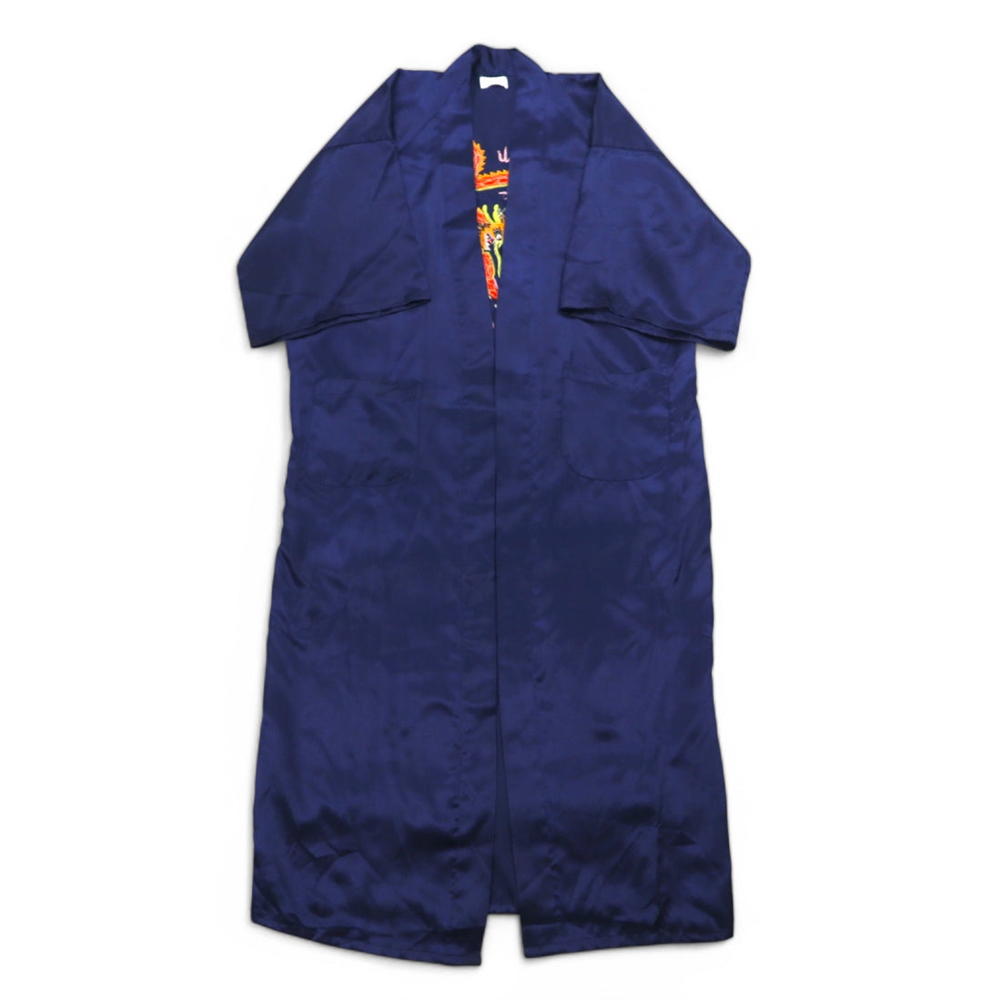 Vintage Souvenir Satin Robe サテン スカガウン スーベニアガウン FREE ネイビー 龍 刺繍