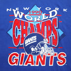 TRENCH 90年代 USA製 NEW YORK GIANTS プリント Tシャツ 2XL ブルー コットン WORLD CHAMPS