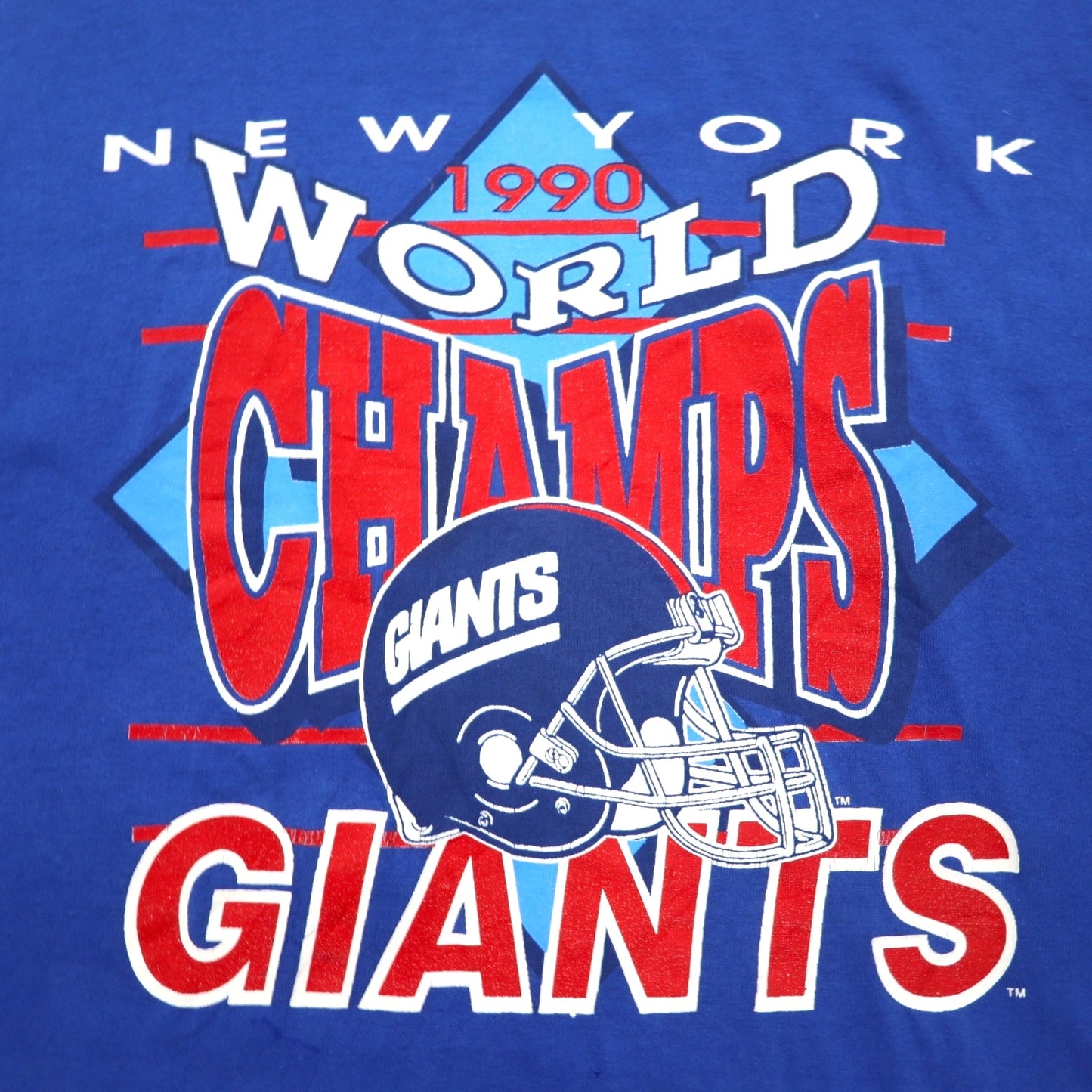 TRENCH 90年代 USA製 NEW YORK GIANTS プリント Tシャツ 2XL ブルー コットン WORLD CHAMPS