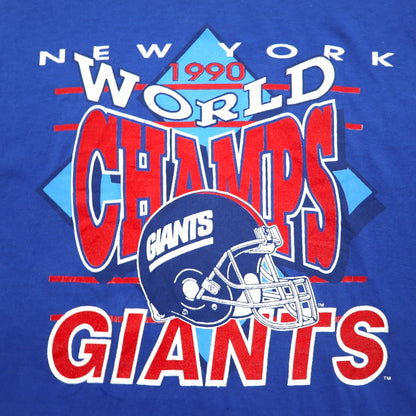 TRENCH 90年代 USA製 NEW YORK GIANTS プリント Tシャツ 2XL ブルー コットン WORLD CHAMPS