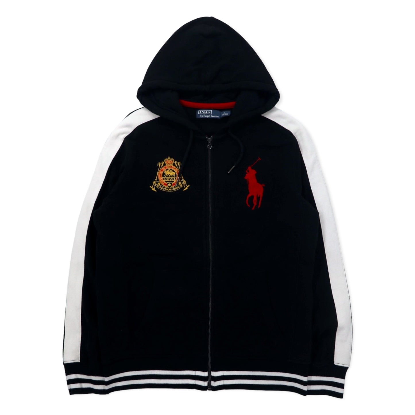 Polo by Ralph Lauren リバースウィーブ フルジップパーカー L ブラック コットン 裏起毛 TALONジップ ビッグポニー