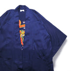 Vintage Souvenir Satin Robe Satin Ska Gown Souvenir Gown FREE Navy Dragon Embroidery