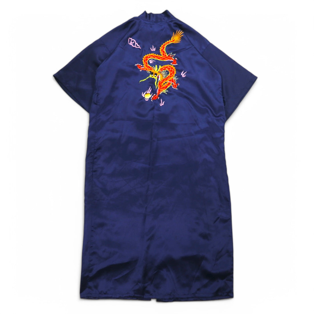 Vintage Souvenir Satin Robe サテン スカガウン スーベニアガウン FREE ネイビー 龍 刺繍