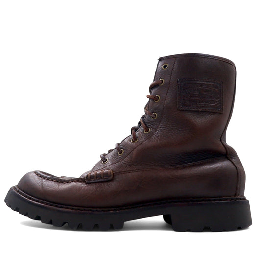 POLO RALPH LAUREN モカシン レースアップブーツ 27cm ブラウン レザー FLAXBY TUMBLED LEATHER BOOT 14357