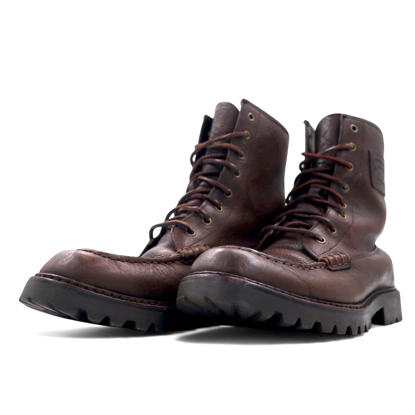 POLO RALPH LAUREN モカシン レースアップブーツ 27cm ブラウン レザー FLAXBY TUMBLED LEATHER BOOT 14357