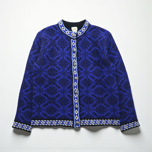 L.L.Bean 90年代 ノルディック柄 チロリアン ニット カーディガン M メタルボタン コンチョ UF39 オーストラリア製