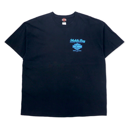 日本然リトテ-古着オンライン-HARLEY DAVIDSON ロゴプリント Tシャツ 2XL ブラック コットン MOBILE BAY ビッグサイズ-HARLEY DAVIDSON Logo Print T-Shirt 2XL Black Cotton MOBILE BAY Big Size