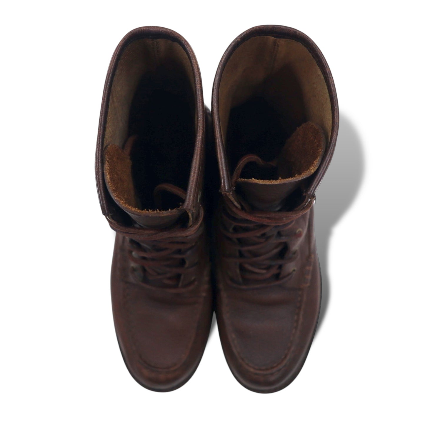 POLO RALPH LAUREN モカシン レースアップブーツ 27cm ブラウン レザー FLAXBY TUMBLED LEATHER BOOT 14357