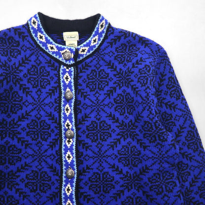 L.L.Bean 90年代 ノルディック柄 チロリアン ニット カーディガン M メタルボタン コンチョ UF39 オーストラリア製