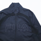 F-BOX by FILA High Neck Stand Collar Track Jacket Jersey M Navy Logo Print