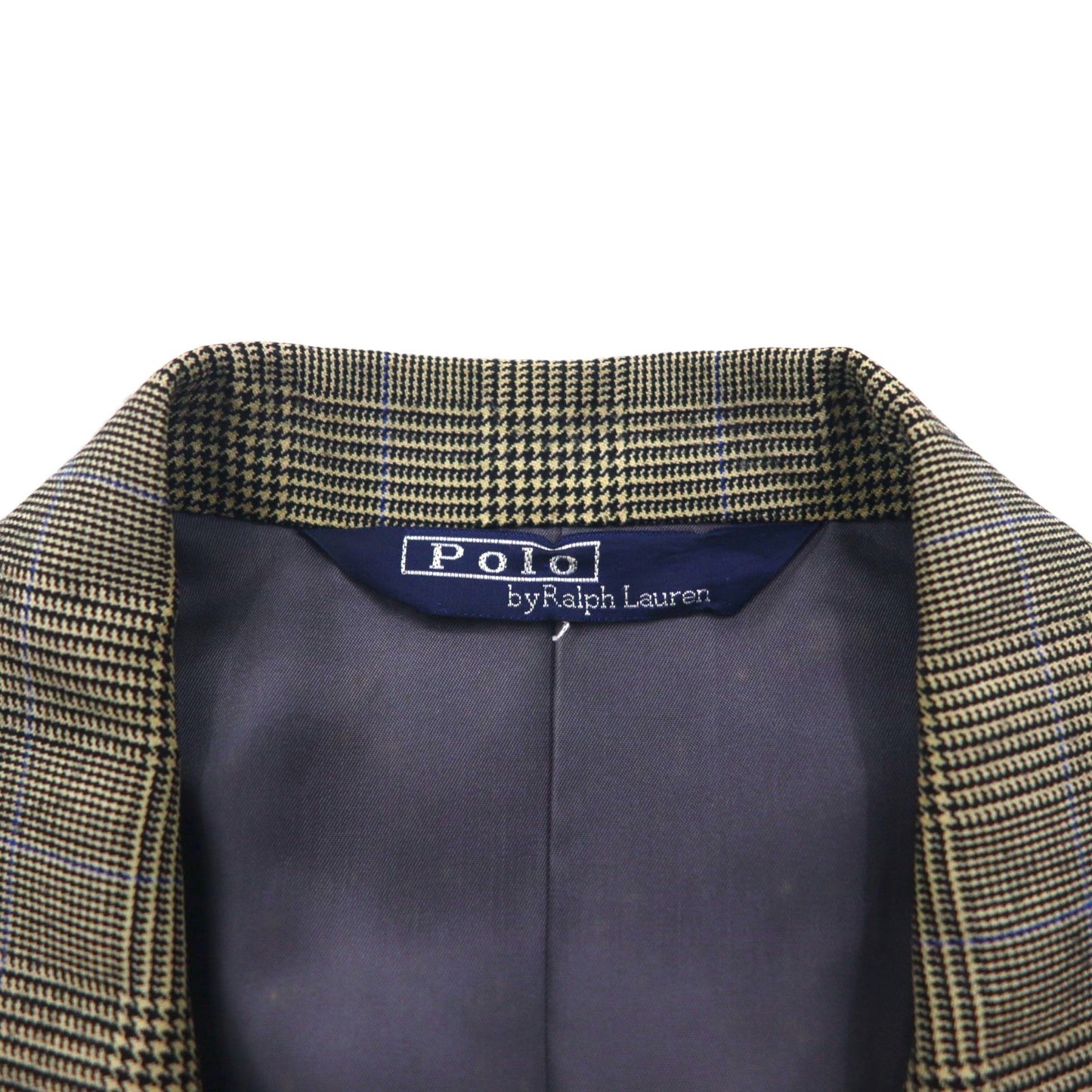 Polo Ralph Lauren 1990s Made in Japan Peak Lapel Double Breasted Tailored Jacket, Size M, Gray Wool Glen Plaid