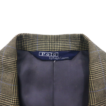 Polo Ralph Lauren 1990s Made in Japan Peak Lapel Double Breasted Tailored Jacket, Size M, Gray Wool Glen Plaid