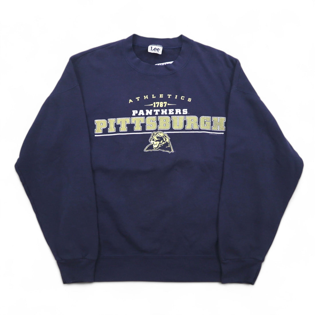 Lee SPORT 90s College Sweatshirt L Navy Print Football PANTHERS PITTSBURGH