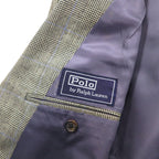 Polo Ralph Lauren 1990s Made in Japan Peak Lapel Double Breasted Tailored Jacket, Size M, Gray Wool Glen Plaid
