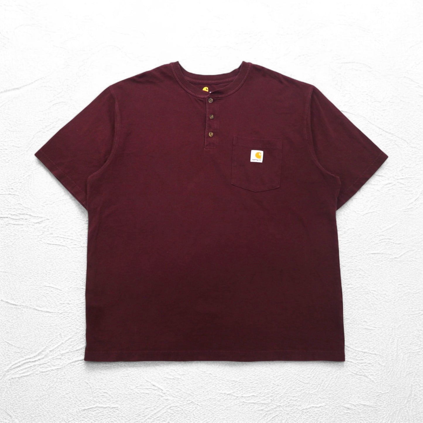 carhartt ヘンリーネック ポケット Tシャツ ポケT XL ボルドー コットン ORIGINAL FIT グアテマラ製