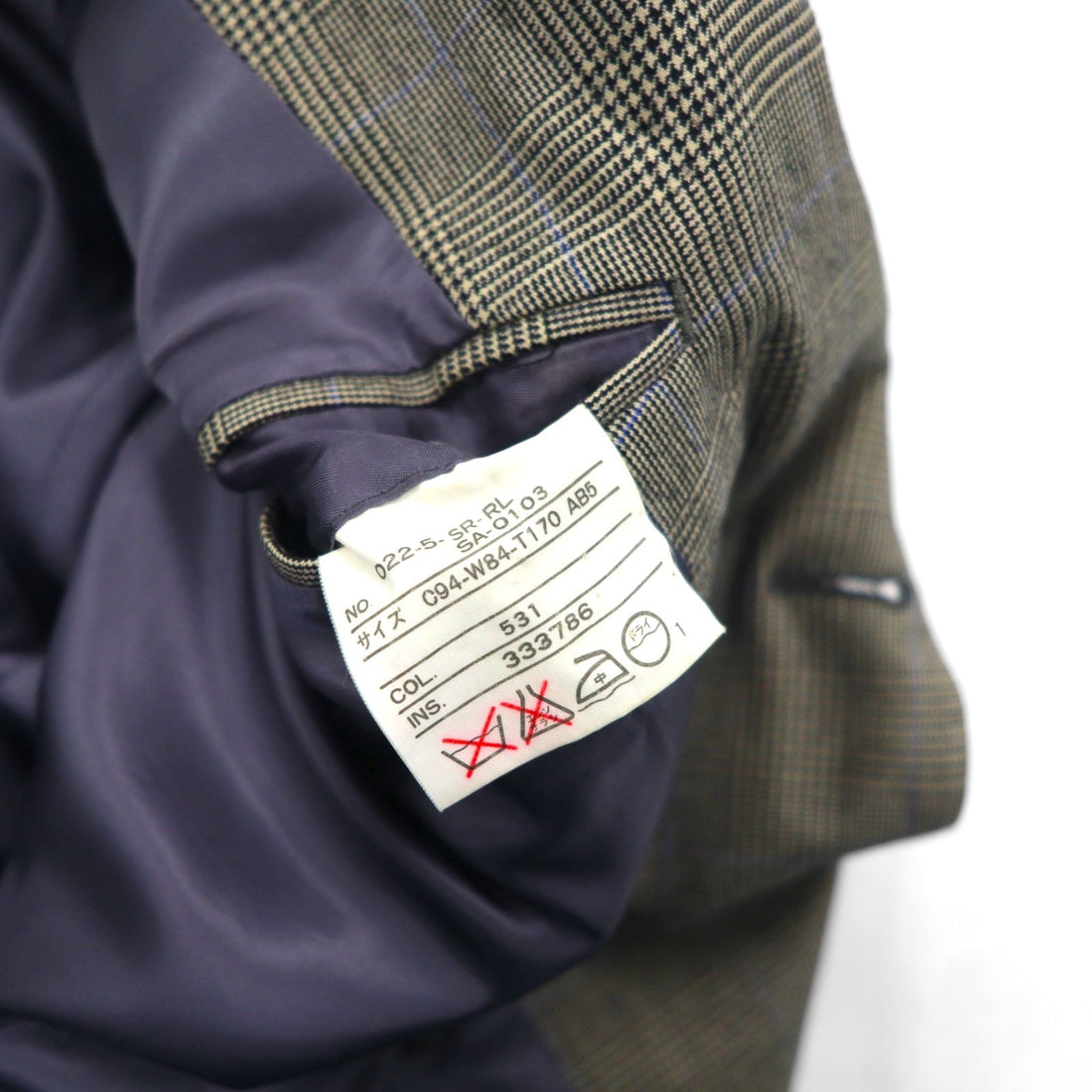 Polo Ralph Lauren 1990s Made in Japan Peak Lapel Double Breasted Tailored Jacket, Size M, Gray Wool Glen Plaid