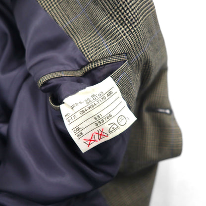 Polo Ralph Lauren 1990s Made in Japan Peak Lapel Double Breasted Tailored Jacket, Size M, Gray Wool Glen Plaid