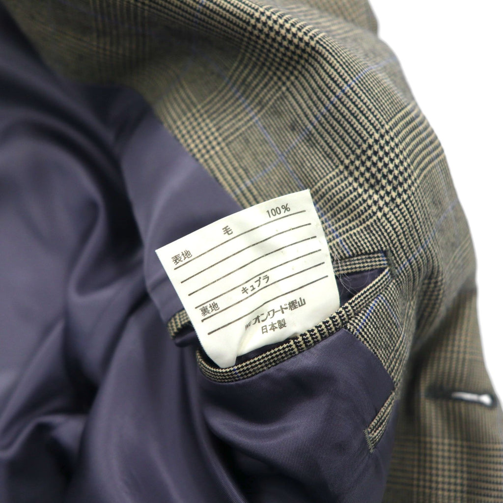 Polo Ralph Lauren 1990s Made in Japan Peak Lapel Double Breasted Tailored Jacket, Size M, Gray Wool Glen Plaid