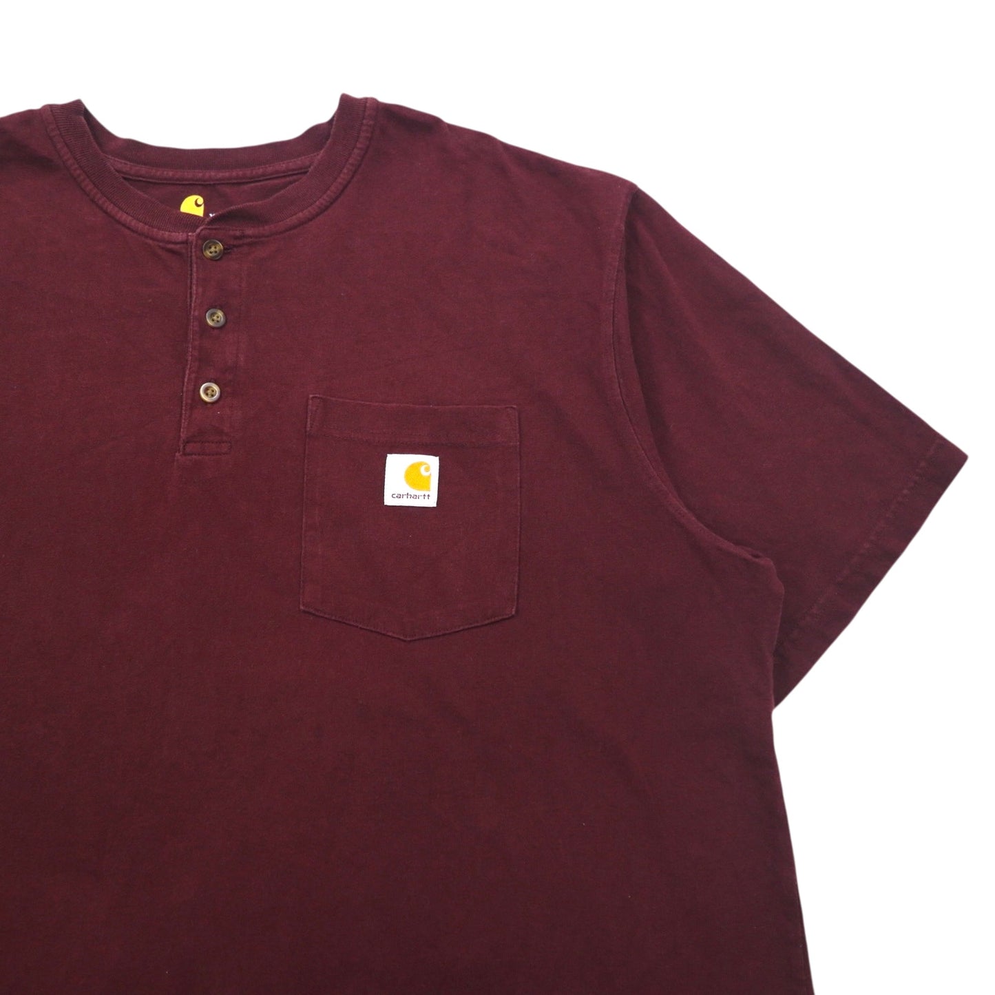 carhartt ヘンリーネック ポケット Tシャツ ポケT XL ボルドー コットン ORIGINAL FIT グアテマラ製