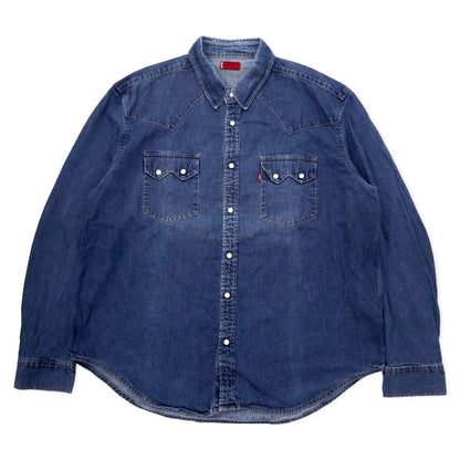日本然リトテ-古着オンライン-Levi's RED TAB デニム ウエスタンシャツ XL ブルー コットン スナップボタン-Levi's RED TAB Denim Western Shirt XL Blue Cotton Snap Button