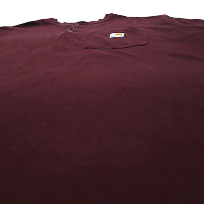 carhartt ヘンリーネック ポケット Tシャツ ポケT XL ボルドー コットン ORIGINAL FIT グアテマラ製
