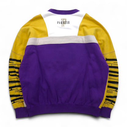 Vintage 90s Japan Made sweatshirt FARNESE スウェット XL パープル イエロー クレイジーパターン ライカ