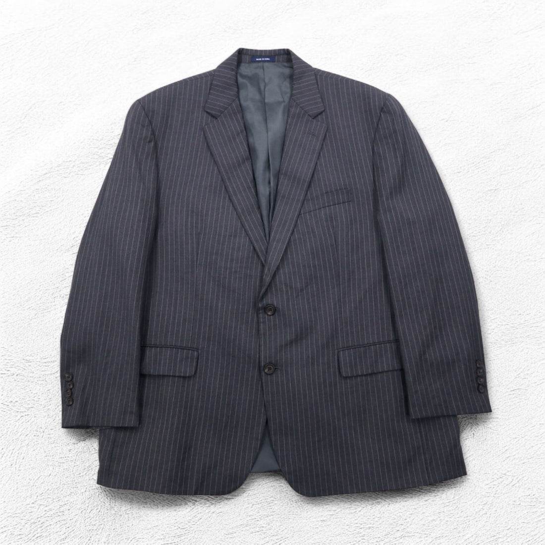 RALPH LAUREN 2B Tailored Jacket Suit L Gray Striped Wool Dillard's Exclusive
