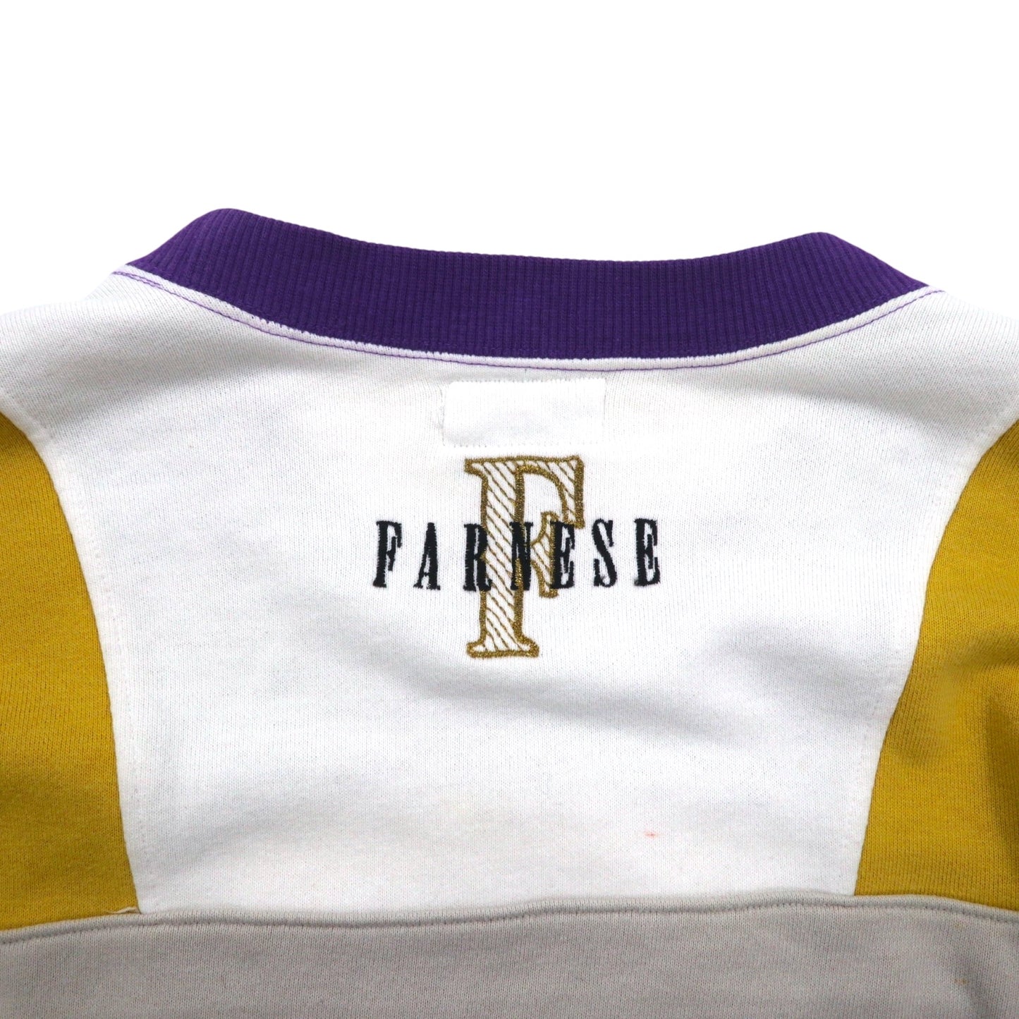 Vintage 90s Japan Made sweatshirt FARNESE スウェット XL パープル イエロー クレイジーパターン ライカ