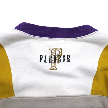 Vintage 90s Japan Made sweatshirt FARNESE スウェット XL パープル イエロー クレイジーパターン ライカ