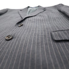 RALPH LAUREN 2B Tailored Jacket Suit L Gray Striped Wool Dillard's Exclusive
