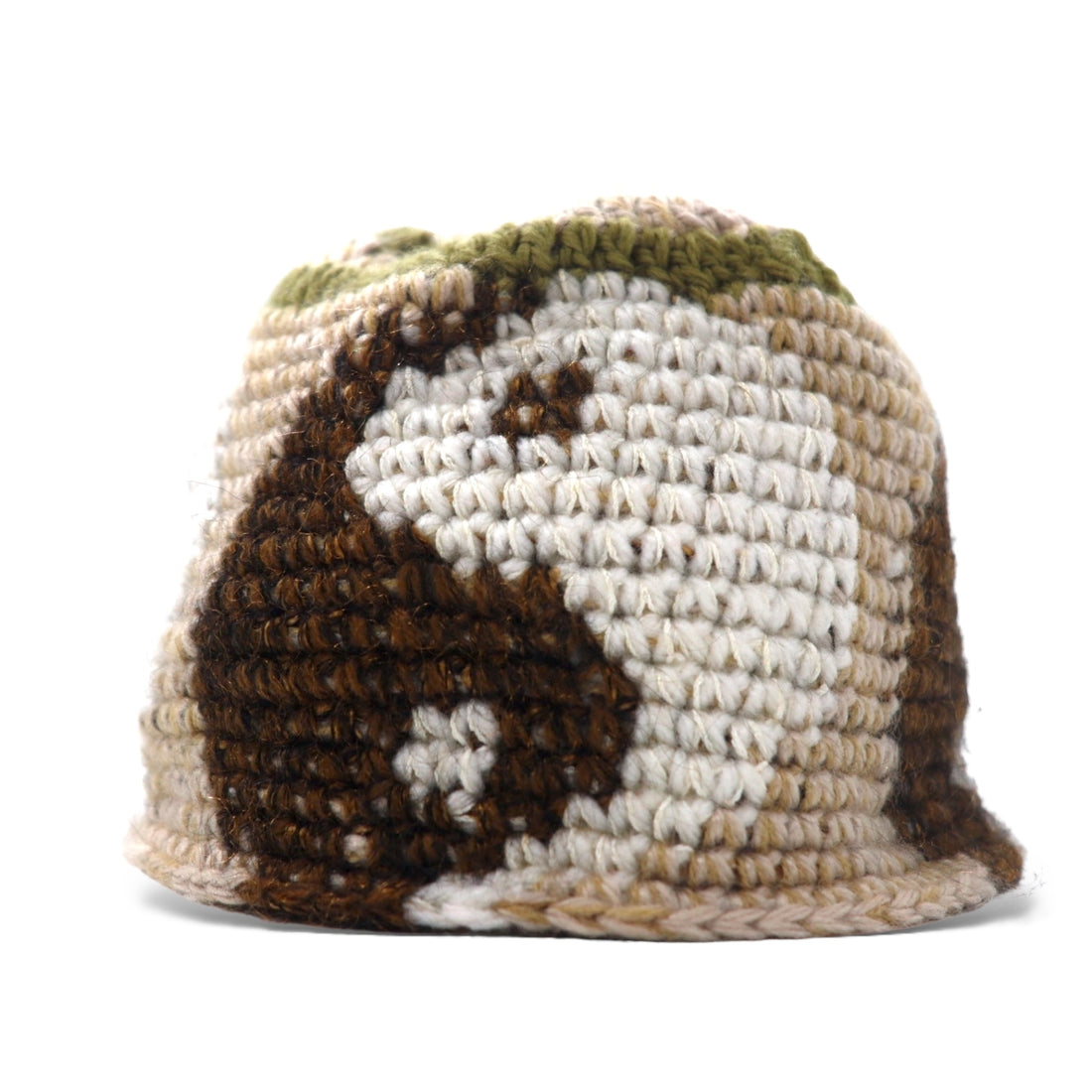 Y.A.R.N. ニット帽 ビーニー FREE ベージュ 総柄 陰陽 Yinyang Handmade Summer Knit Beanie