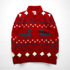 Woolrich 70年代 白タグ ショールカラー カウチン ニット セーター L レッド ノルディック柄 ウール