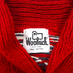 Woolrich 70年代 白タグ ショールカラー カウチン ニット セーター L レッド ノルディック柄 ウール
