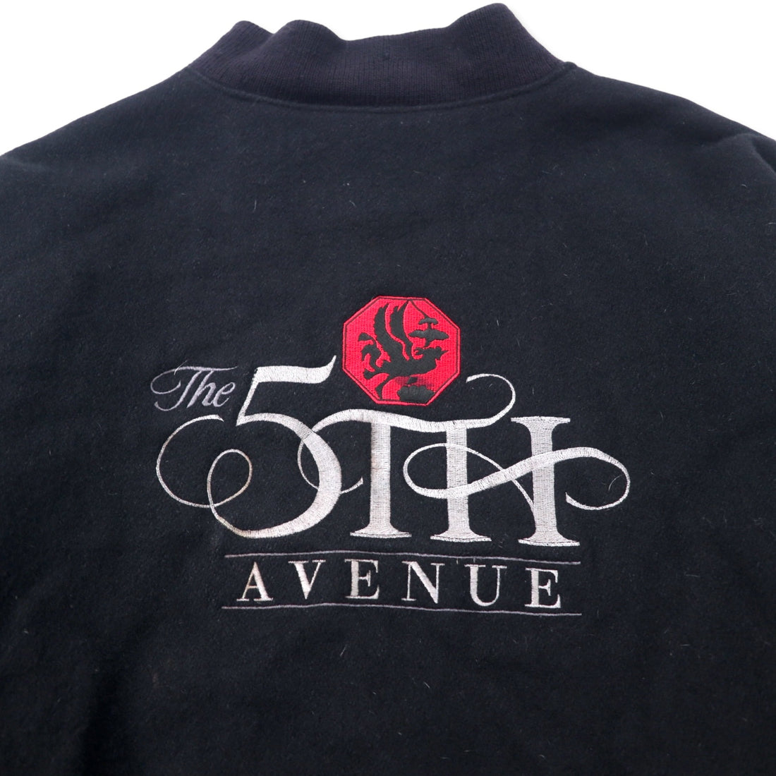 Golden Bear USA made sleeve leather stadium jacket XL black wool The 5th AVENUE back embroidery