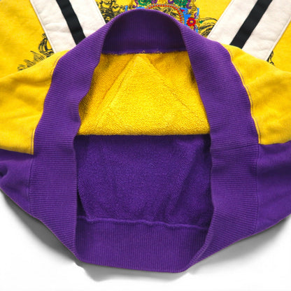 Vintage 90s Japan Made sweatshirt FARNESE スウェット XL パープル イエロー クレイジーパターン ライカ