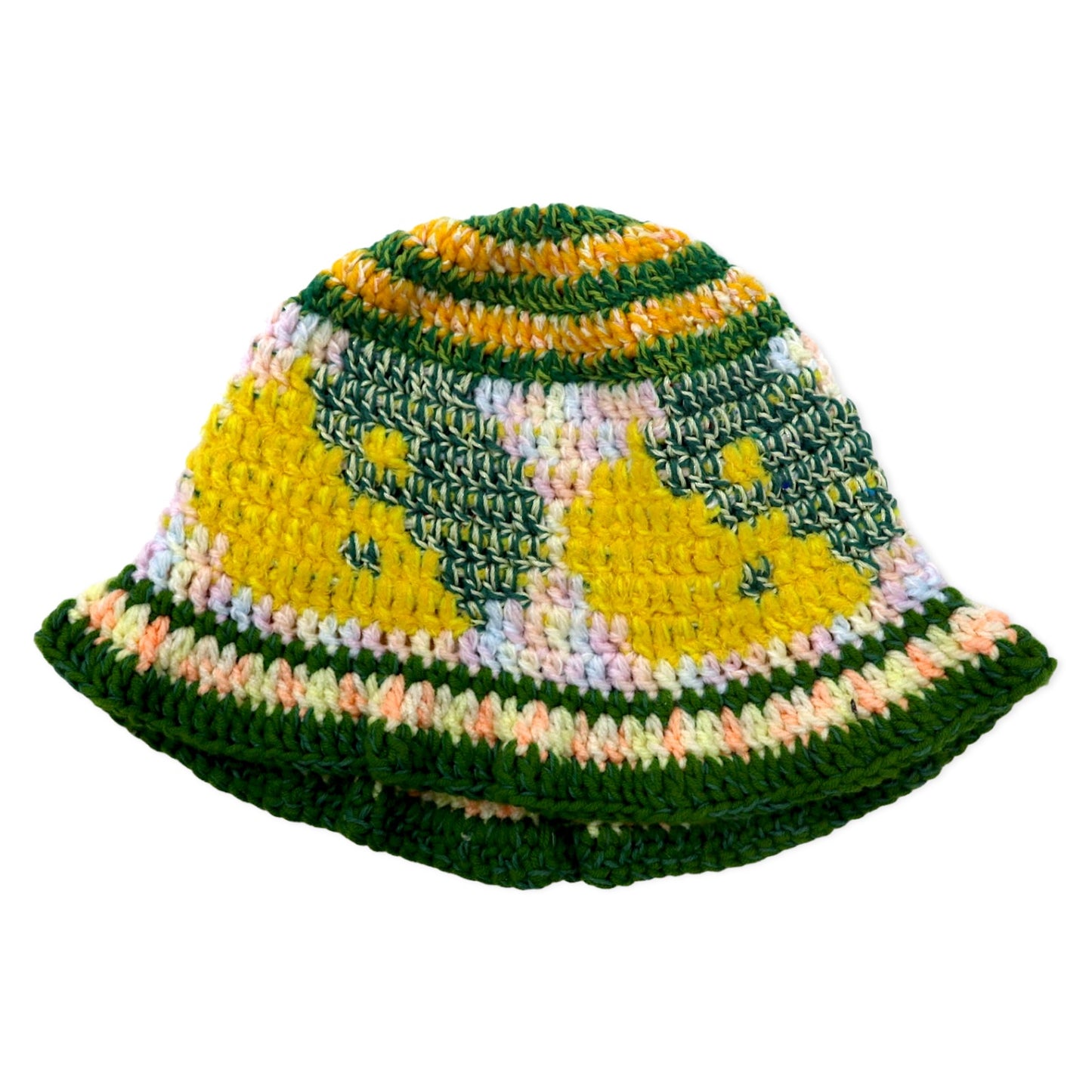 Y.A.R.N. ニット ハット FREE マルチカラー 総柄 陰陽 Yinyang Handmade Summer knit hat