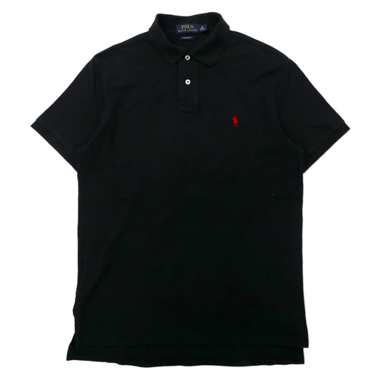 日本然リトテ-古着オンライン-POLO RALPH LAUREN ポロシャツ 175 ブラック コットン CUSTOM FIT スモールポニー刺繍-POLO RALPH LAUREN Polo Shirt 175 Black Cotton Fit Small Pony Embroidery