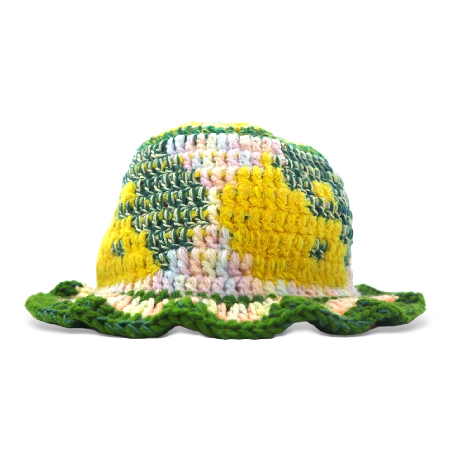 Y.A.R.N. ニット ハット FREE マルチカラー 総柄 陰陽 Yinyang Handmade Summer knit hat