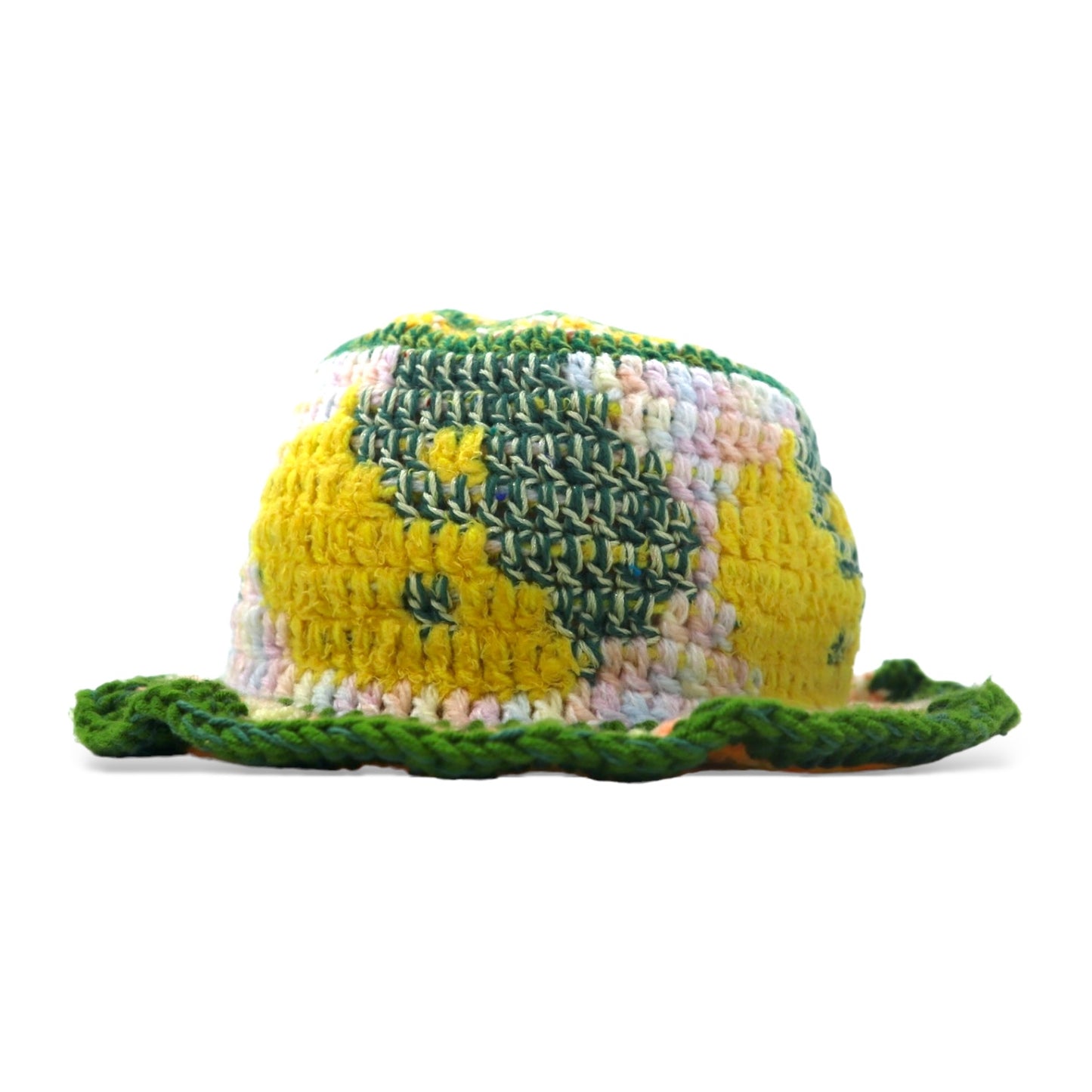 Y.A.R.N. ニット ハット FREE マルチカラー 総柄 陰陽 Yinyang Handmade Summer knit hat