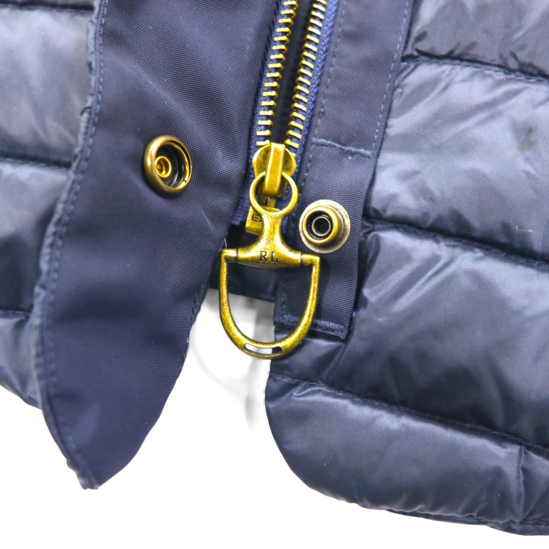 Ralph Lauren 90s Quilted Down Jacket, XL, Navy, Nylon Chin Strap