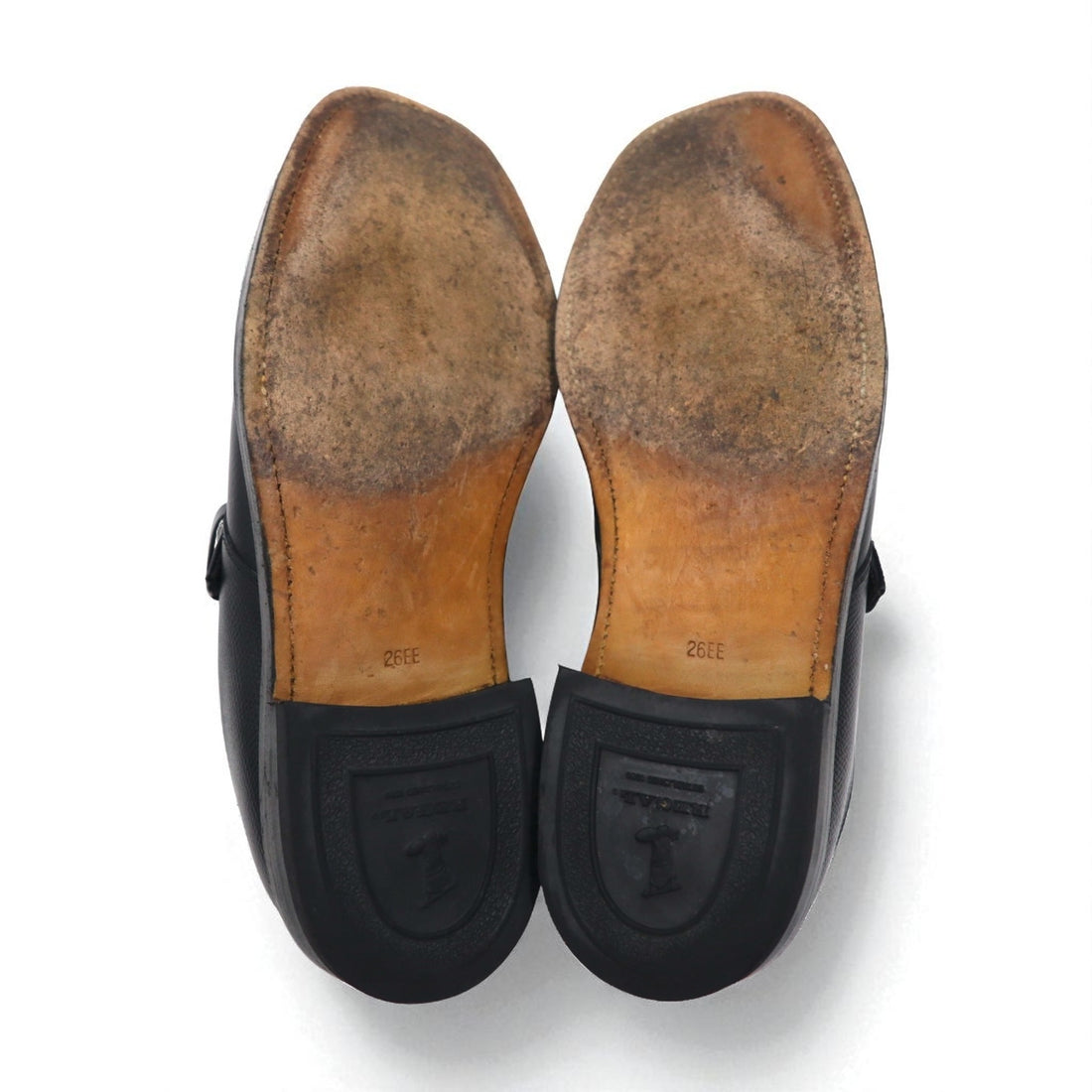 REGAL Monk Strap Dress Shoes, Size 26cm, Black Leather, Embossed, 2321, Made in Japan