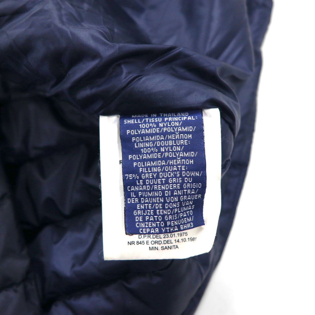 Ralph Lauren 90s Quilted Down Jacket, XL, Navy, Nylon Chin Strap