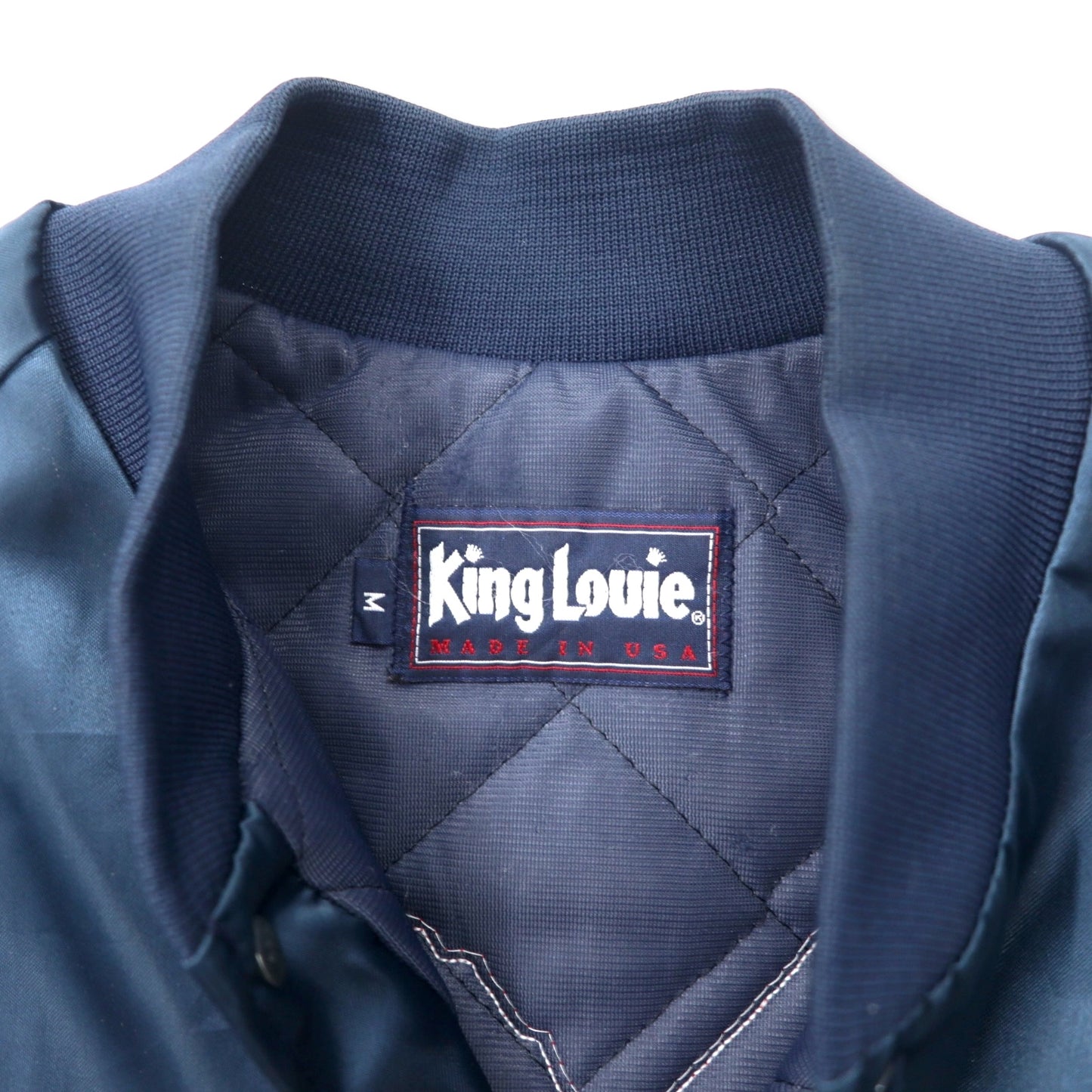 King Louie USA製 90年代 スタジャン M ネイビー ナイロン キルティングライナー バックワッペン