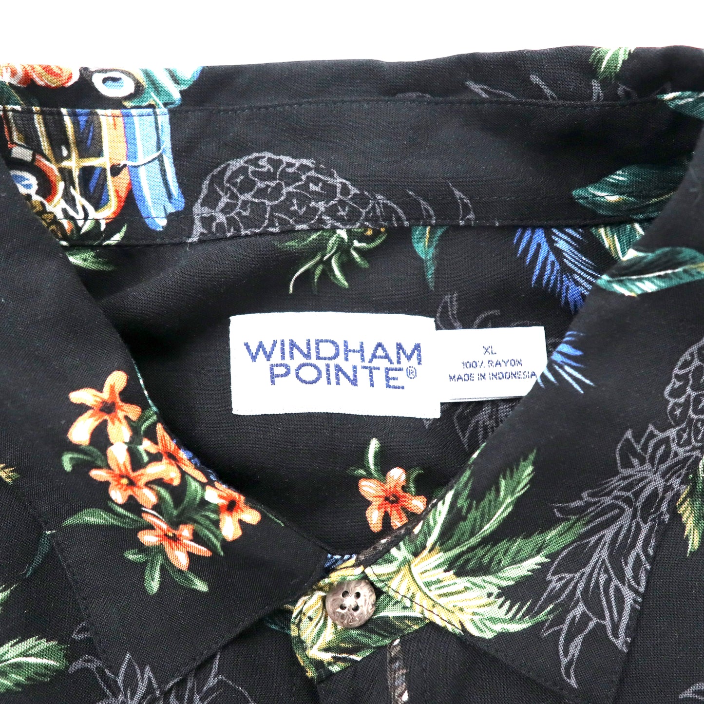 WINDHAM POINTE クラシックカー アロハシャツ XL ブラック レーヨン 総柄