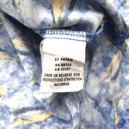 Columbia 00年代 トローラーズ ベスト 半袖 オープンカラー シャツ アロハシャツ L ブルー 総柄 魚 FM7011